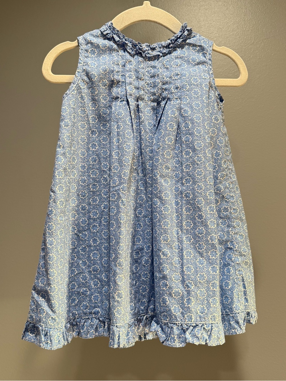 Sleeveless Blue Floral Ruffle Hem Dress Elephantito 100% cotton